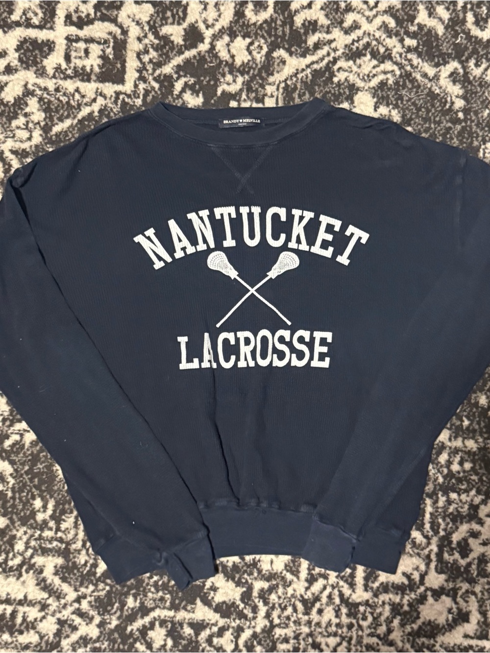 Brandy Melville Navy Nantucket Lacrosse Crewneck